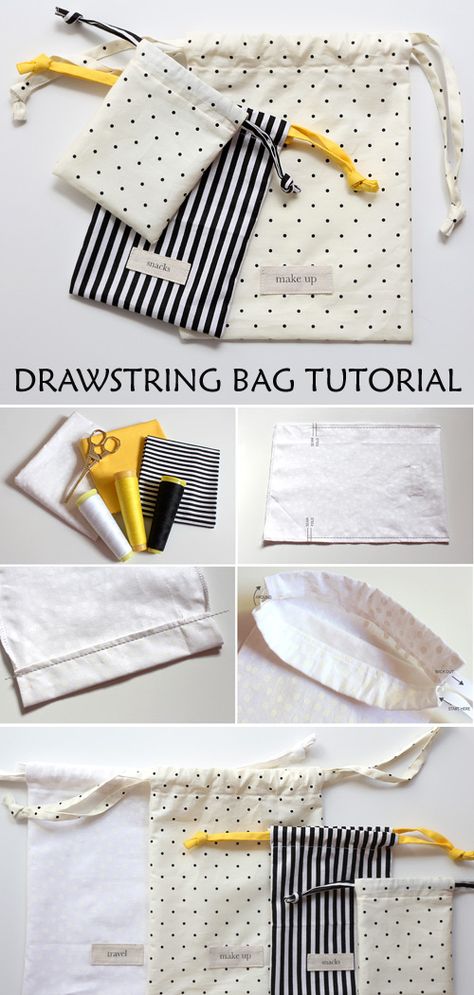 Diy Drawstring Bag, Syprosjekter For Nybegynnere, Drawstring Bag Tutorial, Drawstring Bag Tutorials, Diy Sy, Fabric Crafts Diy, Diy Fabric Crafts, Diy Projektit, Sewing Machine Projects