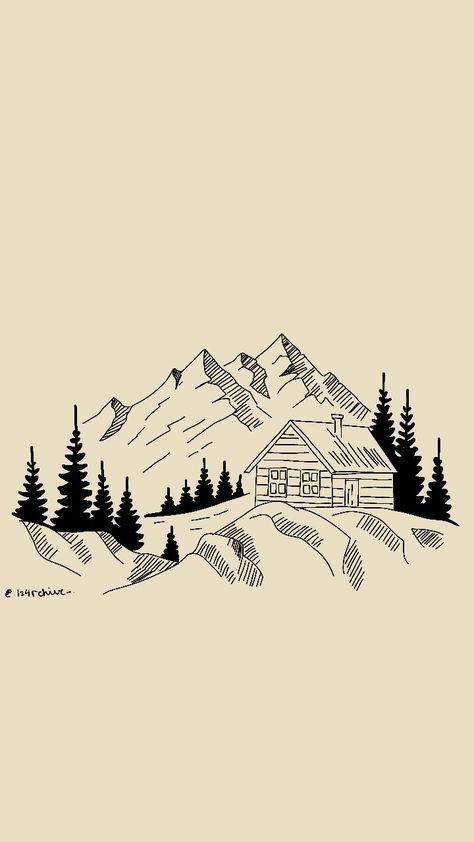 Mountains Aesthetic Drawing, Mountain Aesthetic Drawing, Micron Pen Art Simple, Postcard Drawing, Pen Art Work, Bff Drawings, Mountain Drawing, Nature Sketch, Pen Art Drawings