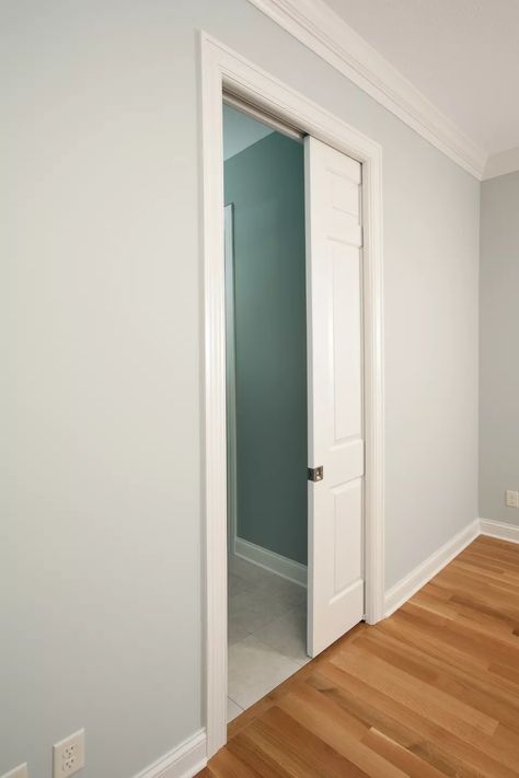 How To Install A Pocket Door, Doors For Small Spaces, Pocket Door Installation, Space Saving Doors, Building A Tiny House, Pocket Door, غرفة ملابس, Bathroom Doors, Bedroom Doors