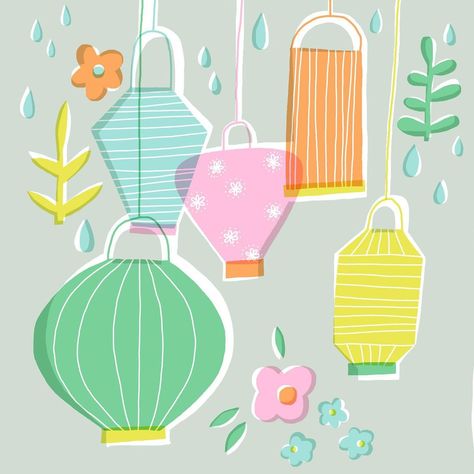 Salli Swindell, Food Illustrator on Instagram: “Lovely Lanterns for Day 4 of our Illustration Garden Party 🌸 — This 8 x 8 square on my iPad is a space of comfort during these times of…” Summer Garden Illustration, Sketchbook Prompts, Lantern Illustration, Party Illustration, Garden Lantern, Garden Illustration, Summer Garden Party, Garden Lanterns, Illustrators On Instagram