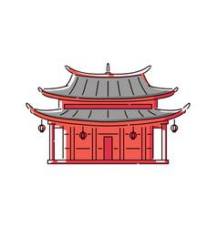 Chinese House Design, Chinese Architecture Traditional, Traditional Chinese House, Asian Temple, Chinese Icon, Temple Drawing, Chinese Pagoda, Chinese House, House Icon