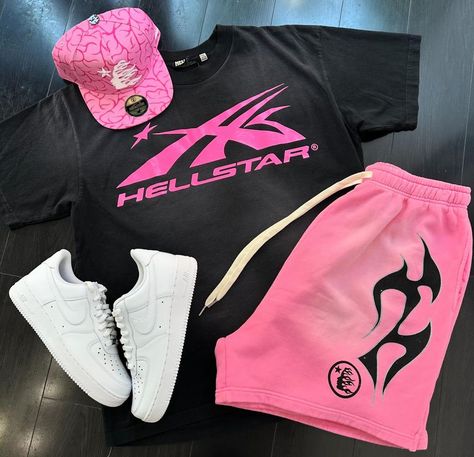 Nike Shoes Men Outfit, Pink Jordan Outfit, Tough Outfits, Shoes Men Outfit, Shorts Outfit Men, Boys Outfits Aesthetic, Boy Outfit Ideas, Outfit Drip, Hell Star