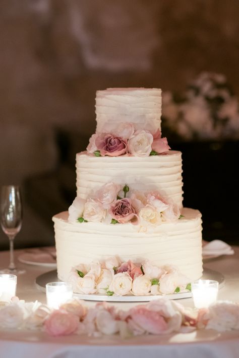 The 3-layer white wedding cake with pale pink roses as decor, matching the dinner reception centerpieces l Planning & Design: @eventsbypaulina Photographer: @bottega53  Videographer: @dolcevitacinema Florals: @malafrontefiori Venue: @villacimbrone Rentals: @fgeventi Hair: @alessandromancinostudios  Featured in: @MarthaWeddings Villa Cimbrone Wedding, Baby Pink Wedding, 3 Layer Cakes, Villa Cimbrone, Ravello Italy, Reception Bride, Amalfi Coast Wedding, Chinese Tea Ceremony, Pink Wedding Cake