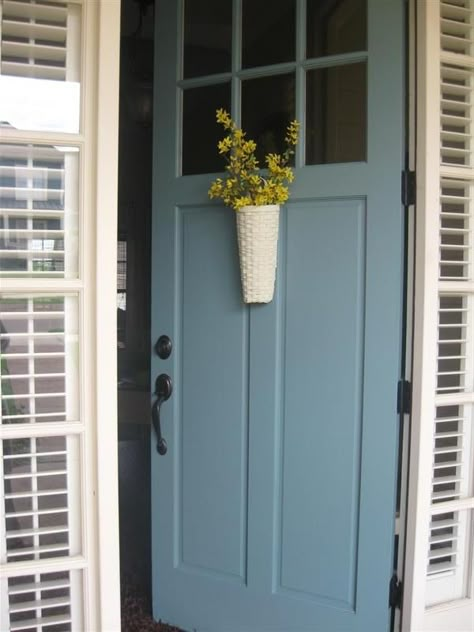 Door Color Ideas: 10 Pretty Blue Doors - A Pop of Pretty Blog (Canadian Home Decorating Blog - St. John's, Canada) Exterior Door Colors, Tan House, Front Door Color, Blue Front Door, Front Door Paint, Front Door Paint Colors, Decoration Shabby, Door Paint, Doors Ideas