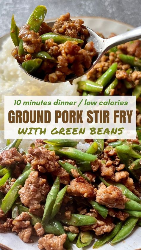 Pork And Green Beans Recipe, Stir Fry With Green Beans, Ground Pork Recipes Easy, Ground Pork Stir Fry, Green Beans Stir Fry, Green Beans Garlic, Beans Stir Fry, Pork And Green Beans, Pork Stir Fry Recipes