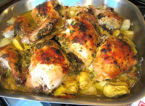 Stacey Snacks: The Chew's Baked Artichoke Chicken Baked Artichoke, Artichoke Chicken, The Chew, Chicken Main Dishes, Hard Boiled, Poultry Recipes, Best Recipe, Cheat Sheet, Boiled Eggs