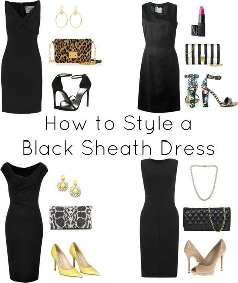 What to wear to a wedding without a dress code? Wardrobe Oxygen offers ideas on how to dress for a wedding at 4pm and what to buy that can be worn again. Accessorize Black Dress, Black Dress Accessories, Little Black Dress Outfit, How To Have Style, Below The Knee Dresses, Quoi Porter, Black Dress Outfits, What To Wear To A Wedding, Black Tie Dress