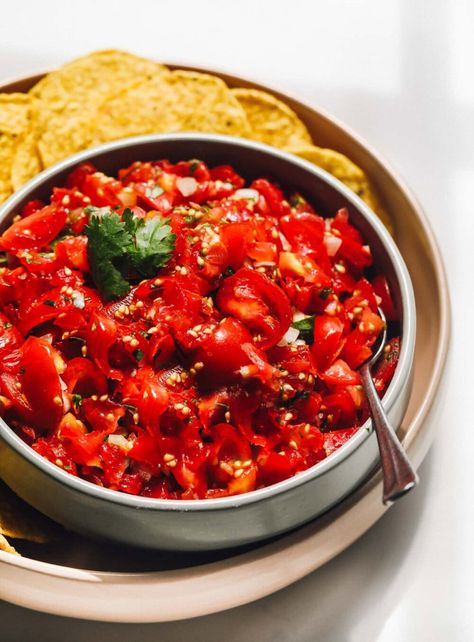 Fresh Cherry Tomato Salsa • Heartbeet Kitchen Recipe With Cherry Tomatoes, Tomato Salsa Recipe Fresh, Heartbeet Kitchen, Tomato Salsa Recipe, Fresh Salsa Recipe, Breakfast Sides Dishes, Recipe For Summer, Breakfast Sides, Fresh Cherry