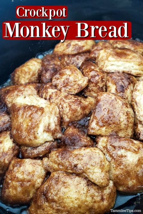 Monkey Bread Crockpot, Crock Pot Monkey Bread, Crockpot Monkey Bread, Refrigerator Biscuits, Crock Pot Bread, Easy Monkey Bread, Monkey Bread Recipe, Slow Cooker Bread, Crockpot Dessert Recipes