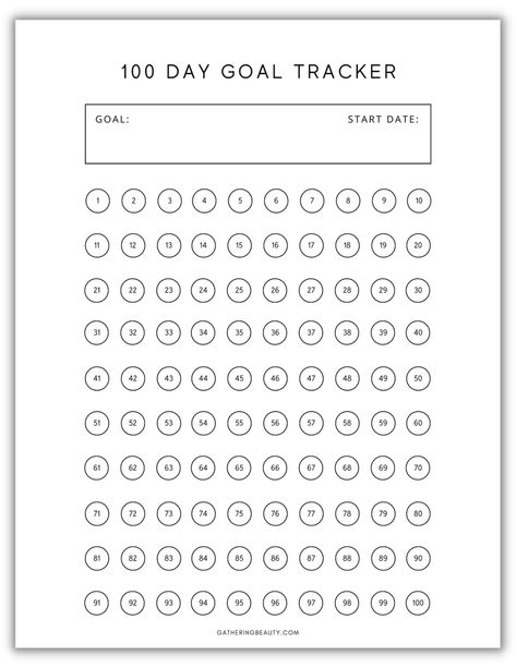 100 Day Habit Tracker Printable, 100 Hours Outside Tracker, 100 Days Habit Tracker, 30 Day Challenge Template Free Printable, 100 Day Tracker Printable Free, Goal Template Free Printables, 100 Day Tracker, 100 Day Challenge Printable, 100 Days Challenge Printable