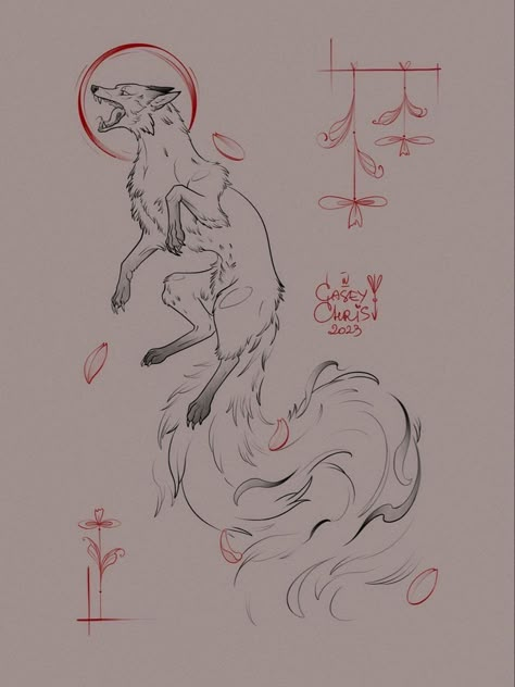 Fox And Hawk Tattoo, Back Fox Tattoo, Angry Fox Tattoo, Kitsune Japanese Tattoo, Linework Cat Tattoo, Fox Tattoo Japanese, Kitsune Sketch, Kitsune Tattoo Design, Kitsune Drawing