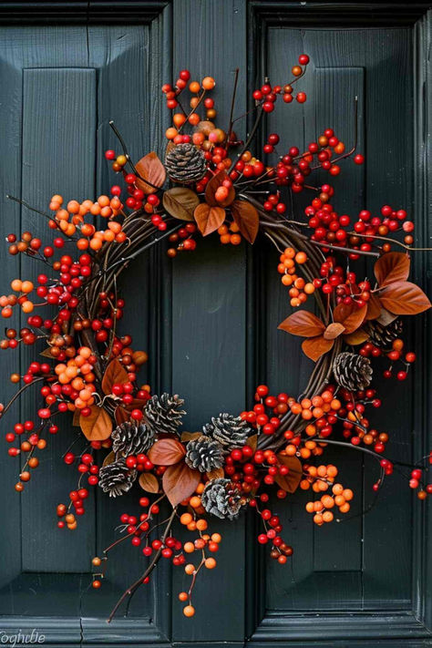 49 DIY Fall Wreath Ideas for a Beautiful Autumn Fall And Winter Decorations, Fall Wreath Aesthetic, Diy Natural Fall Wreath, Diy Fall Reef, Wreath Fall Diy, Fall Wreath Inspiration, Autumn Outside Decor, Cool Fall Crafts, Autumn Decor Diy Ideas