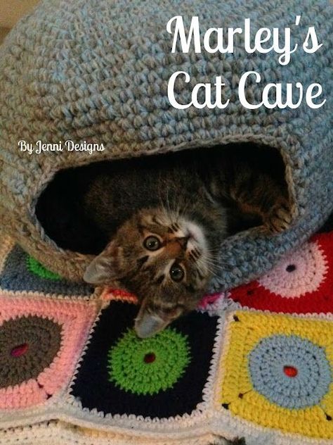 By Jenni Designs: Free Crochet Pattern: Marley's Cat Cave (or Bed) Crochet Cat Cave Pattern, Cat Cave Pattern, Crochet Cat Cave, Bernat Softee Chunky Yarn, Crochet Cat Bed, Ideas For Crochet, Crochet Shoes Pattern, Crochet Shrug Pattern, Crochet Cat Pattern