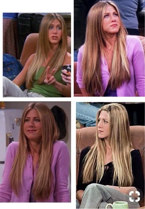 Friends Rachel Green’s long hair Rachel With Long Hair, Long Hair Jennifer Aniston, Rachel Friends Long Hair, Rachel Green Straight Hair, Rachel Long Hair, Jenifer Aniston 90s Hair, Rachel Green Hair Long, Rachel Green Long Hair, Rachel In Friends