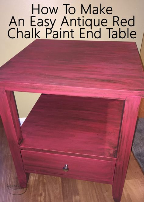 How to make an Easy Antique Red Chalk Paint End Table Red Chalk Paint, Painted End Tables, Kitchen Table Makeover, Beach Furniture, Diy Dining Room, Craft Board, Chalk Paint Projects, Diy Dining, Diy Chalk Paint