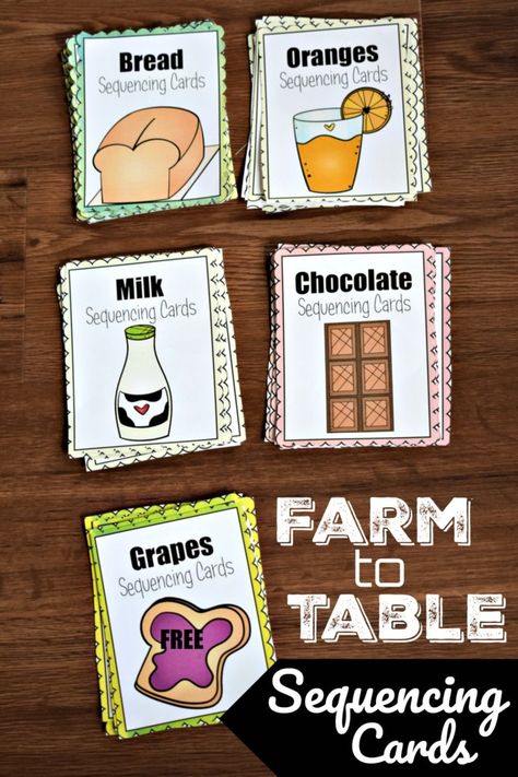 Teach processes with these FREE Farm to Table Sequencing Cards! #fhdhomeschoolers #freehomeschooldeals #sequencing #hsmoms #hsfreebies Farm Kindergarten, Farm Activities Preschool, Preschool Food, Farm Lessons, Farm Theme Preschool, From Farm To Table, Farm Unit, Preschool Science Activities, Farm Preschool