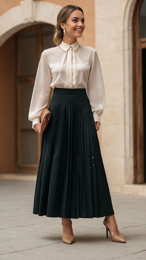 Winter pleated skirt outfit