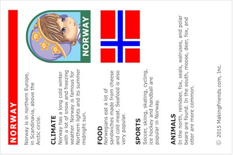 Norway Fact Card for Thinking Day Norway Facts, Germany For Kids, World History Facts, Girl Scout Activities, Country Facts, Homeschool Social Studies, World Thinking Day, Girl Scout Swap, Daisy Girl Scouts