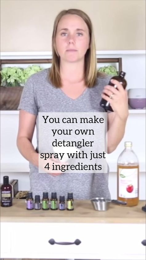 1.9K views · 20 reactions | Simple homemade hair detangler for kids and adults. This recipe may not be for everyone (talking to my fellow pin-straight hair comrades). Still, for the vast majority that will benefit from a hair detangler, this recipe is made with natural ingredients and at a fraction of the cost, which makes this DIY detangler spray a no-brainer. ✨diy detangler spray ingredients: 1/2 cup of apple cider vinegar, 1/2 cup of filtered water, 2 teaspoons of jojoba or fractionated coconut oil, 15-30 drops of essential oil (see list in reel for suggestions), Spray bottle ✨ Instructions: Add water and apple cider vinegar to a glass spray bottle and mix well. Next, add in jojoba oil or fractionated coconut oil (I have used both with great results). Finally, if you’re using essential Diy Detangler Spray, Homemade Hair Detangler, Diy Detangler, Pin Straight Hair, Homemade Hair, Detangler Spray, Homemade Hair Products, Filtered Water, Glass Spray Bottle