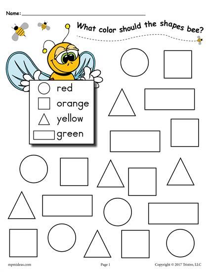 3 FREE Bee Themed Shapes Coloring Pages! Shapes And Colors Worksheets, Shapes Coloring Pages, Shape Worksheet, Shape Worksheets For Preschool, Shapes Worksheet Kindergarten, Learn Shapes, Shape Coloring Pages, Homeschool Preschool Activities, Free Preschool Worksheets