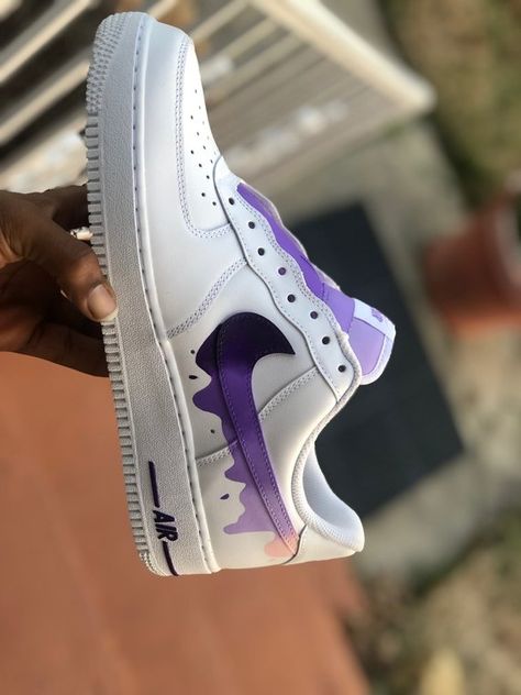 Nike Air Force 1 07 Low Custom Purple Drip Brand New | Etsy Nike Air Force 1 Purple, Painted Air Force 1, Sneakers Air Force, Air Logo, Painted Nikes, Af1 Shoes, Painted Sneakers, Wedding Sneakers, Custom Nike Shoes