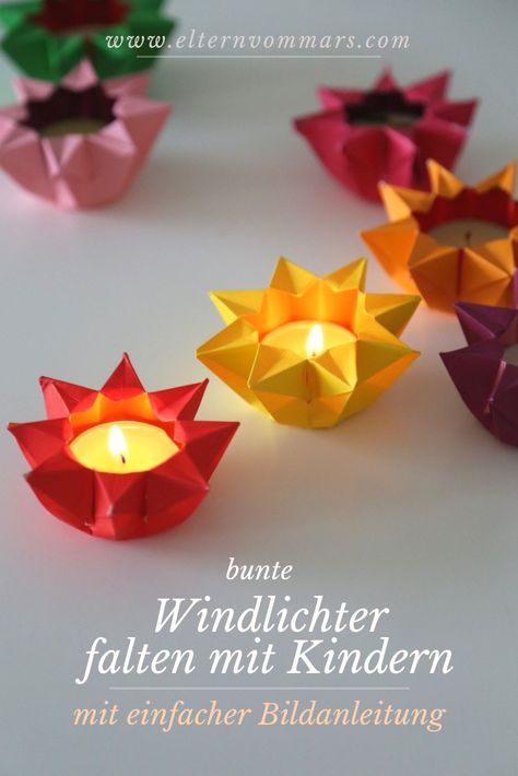 Windlichter falten mit Kindern aus Origami Papier Tutorial Origami, Origami Butterfly, Diy Gifts For Kids, Navidad Diy, Simple Pictures, Diy Origami, Origami Flowers, Origami Tutorial, Origami Art