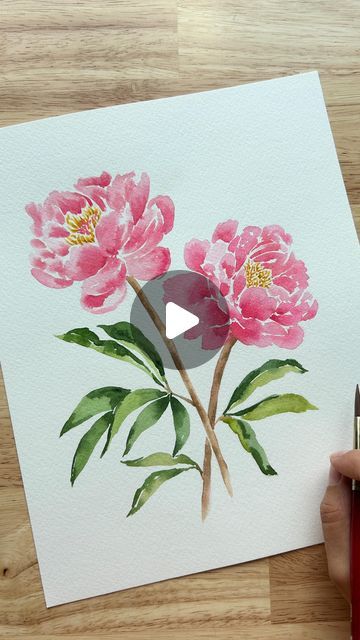 Carrie on Instagram: "Peonies so fine they blow my mind 😂  This special painting is for my giveaway winner!! Got me all in the mood for bright spring colors and fluffy florals. Join me Monday at 5 eastern for my next LIVE tutorial!  #watercolortutorial #learnwatercolor #paintwithme #learntopaint #watercolorpeonies #watercolorpeony #peonies #peonypainting #looseflorals #loosewatercolor #loosewatercolorflowers" Acrylic Peonies, Watercolour Flowers Painting, Simple Watercolor Flowers, Bright Spring Colors, Painting Peony, Painting Steps, Blow My Mind, Peony Watercolor, Special Painting