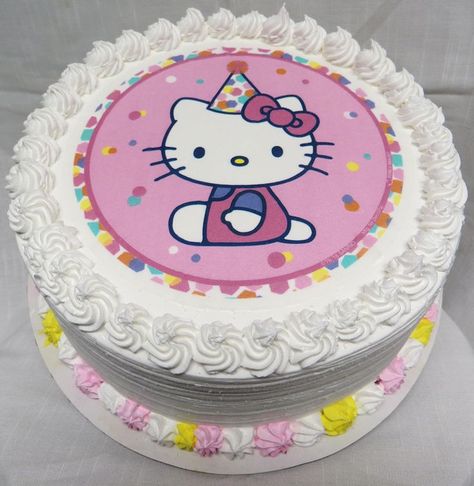 Simple Hello Kitty Cake Design, Ice Cream Cake Frosting, Cakes Hello Kitty, Hello Kitty Cake Design, Hello Kitty Ice Cream, Birthday Hello Kitty, Photo Cakes, Hello Kitty Photos, Cake Writing