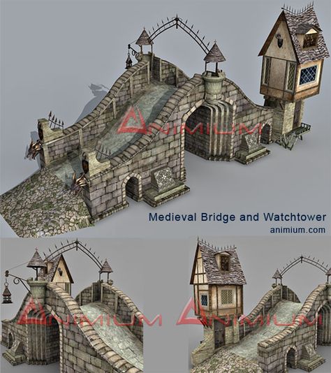 Medieval Bridge, Fantasy Town, Warhammer Terrain, Town Building, Minecraft Medieval, Medieval Houses, Character Animation, Building Concept, Motion Capture