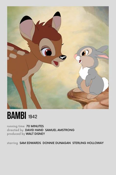 Bambi Poster, Bambi Movie, Minimalist Polaroid Poster, Winter Movies, Disney Movie Posters, Scrapbook Disney, Movies To Watch Teenagers, Polaroid Posters, Movies Posters