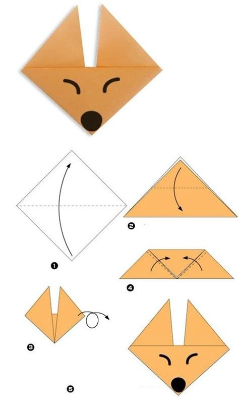 Easy Origami For Kids, Origami Tutorial Easy, Origami Paper Folding, Origami Step By Step, Paper Fox, Kids Origami, Origami Patterns, Folding Origami, Instruções Origami