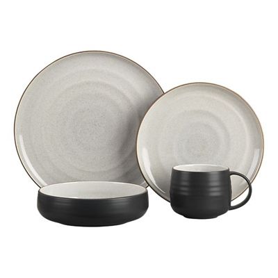 18th Street Dinnerware from Crate & Barrel is rustic-yet elegant, elevating the mood of the table without detracting from the presentation of the food. Contemporary Dinnerware, Dining Plate, Black Dining, Dinner Set, Salad Plate, White Glaze, Ceramic Artists, China Porcelain, Unique Furniture