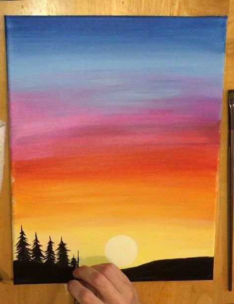 How To Paint A Sunset In Acrylics - Hot Air Balloon Silhouette Paint A Sunset, Balloon Silhouette, Sunset Canvas Painting, Landscaping Software, Cute Canvas Paintings, Oil Pastel Art, Oil Pastel Drawings, Canvas Painting Diy, Tableau Art