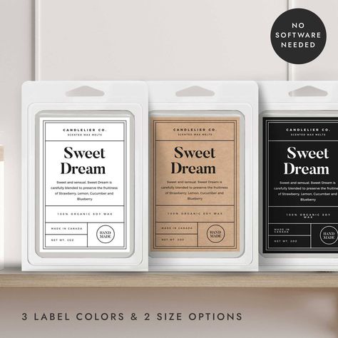 "NEW! Wax melts label template to make your product looks professional. Available at shop!" Essential Oil Candle Blends, Wax Design, Diy Candle Labels, Custom Label Design, Wax Tablet, Customizable Labels, Soap Labels, Editable Labels, Insert Image