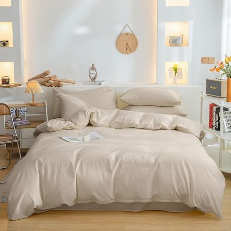 Menkala Bed Linen 140 x 200 cm Beige Taupe Plain Microfibre Duvet Cover 2-Piece Khaki Plain Soft Non-Iron Single Bed Duvet Cover and Pillowcase 70 x 90 cm with Zip : Amazon.de: Home & Kitchen Bed Duvet, Bed Linen Sets, Duvet Bedding, Linen Set, Bed Duvet Covers, Single Bed, Bed Linen, Linen Bedding, Bedroom Office