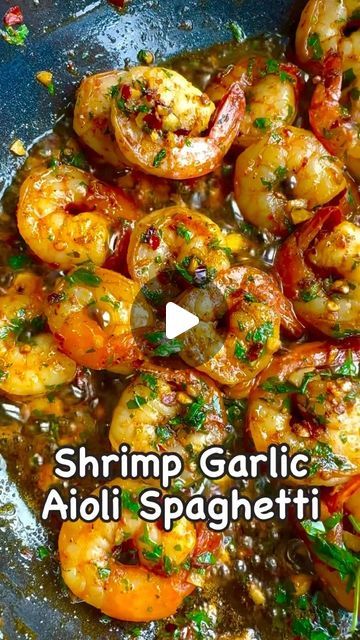 Seafood Recipes on Instagram: "Shrimp Garlic Aioli Spaghetti 🍤🍝

🎥 by @cookwithchay

Follow @cuisineocn for more 🦀
Follow @cuisinetrf for more 🥩
Follow @cuisinesnt for more 🦀🥩

Recipe Books in our bio 🌶️

1. 8-10 cloves garlic chopped 
2. 1/2 bundle Italian parsley chopped 
3. 1/2-1/3 olive oil 
4. 12 oz spaghetti 

Shrimp seasoning 
1. 16 oz extra large shrimp 
2. 1/2 teaspoon salt and black pepper 
3. 1 teaspoon chili flakes , paprika and olive oil 

1. Chop garlic and parsley 
2. Boil pasta in salted water and cook al dente . One minute shy of fully cooked as you will cook with the shrimp. 
3. Reserve 1/2 cup to 1 cup pasta water for the sauce. 
4. In pan add oil and sauté garlic ( don’t burn the garlic) . 
5. Add chili flakes cook 20-30 seconds . 
6. Add shrimp and spread out . Garlic Shrimp With Pasta, Garlic And Shrimp Pasta, Shrimp Aglio Olio Recipe, Pasta Garlic Olive Oil, Spaghetti And Shrimp Recipes, Shrimp And Spaghetti Recipes, Spaghetti With Shrimp Recipes, Spaghetti Shrimp, Garlic Butter Shrimp Pasta