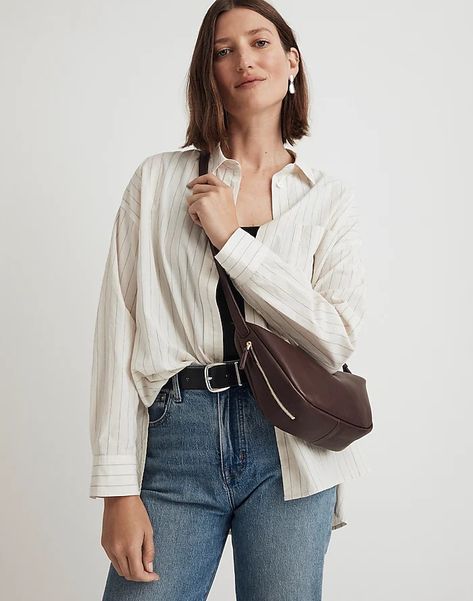 Women's Handbags | Bags & Purses for Women | Madewell Sling Bag Outfit, Sling Crossbody Bag, Purse Outfit, Bucket Tote Bag, Banana Bag, Madewell Bags, Bag Outfit, Leather Sling Bag, Girl Things