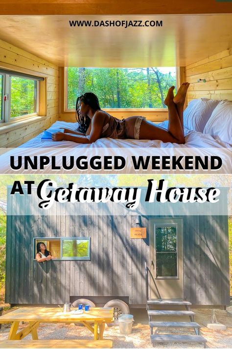 Want to visit Getaway House? Read this travel guide about Getaway Houston to plan a Texas vacation. Includes a discount code, Getaway cabin details, travel tips, and minimal glamping packing list from Dash of Jazz #dashofjazzblog #getawayhouse #getawayhouston #getawaycabins Cabin Getaway Packing List, Glamping Packing List, Cabin Trip Packing List, Cabin Packing List, Getaway Cabin, Getaway House, Houston Travel, Explore Houston, Cabin Weekend