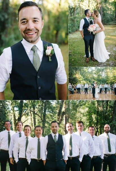 Groomsmen Groom Vest And Tie, Groomsmen Attire Grey, Casual Groomsmen Attire, Groomsmen Attire Black, Green Groomsmen, Groomsman Attire, Wedding Menswear, Casual Groom, Casual Groomsmen