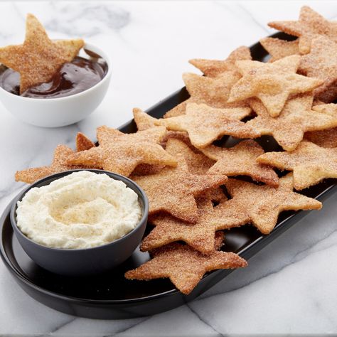 Star Food Ideas, Star Shaped Food, Cinnamon Sugar Tortilla, Airplane Snacks, Cinnamon Sugar Tortillas, Bake Sweets, Star Snacks, Brunch Foods, Cinnamon Tortillas