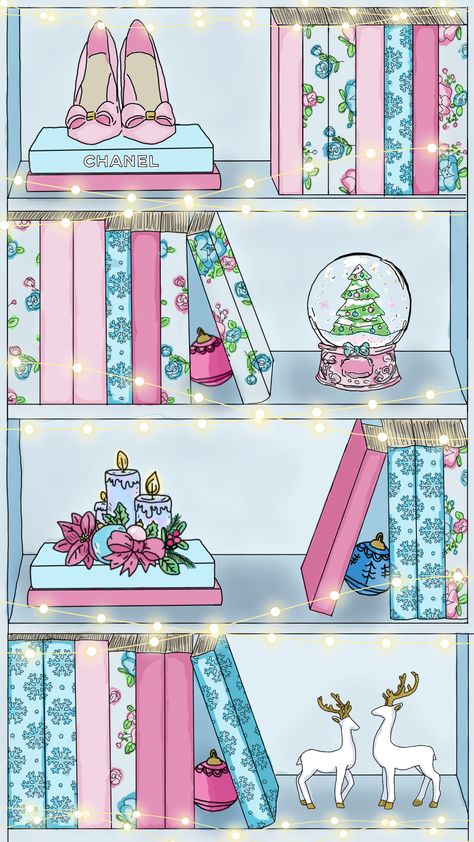 Pastel Christmas Wallpaper, Christmas Bookshelf, Wallpapers Christmas, Christmas Lockscreen, Pastel Prints, Idee Cricut, Xmas Wallpaper, Christmas Phone Wallpaper, Cute Christmas Wallpaper