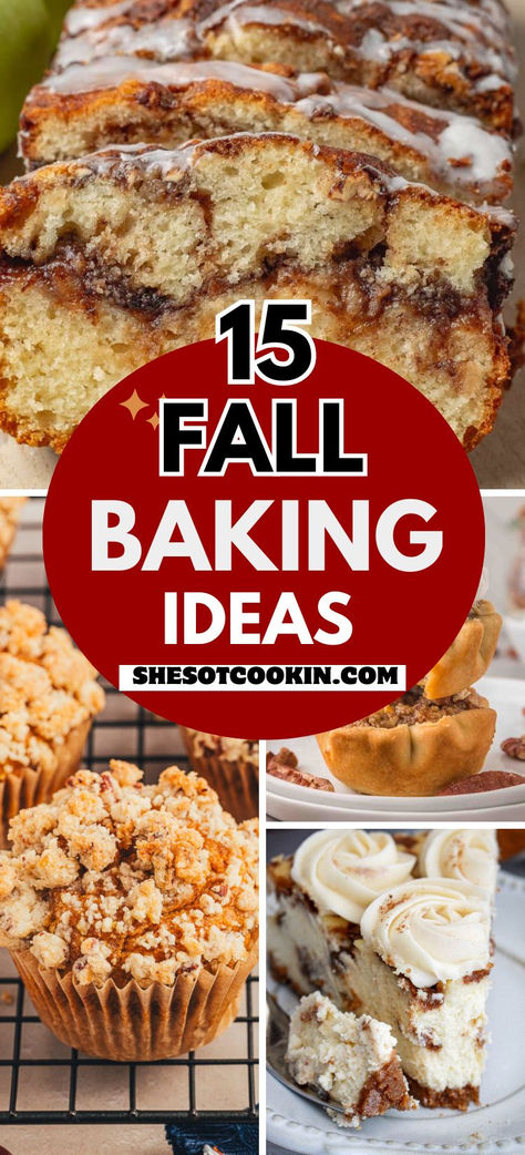 Fall baking recipes photo collage with text overlay. Fall Bake Sale Ideas Easy, Fall Bake Sale Ideas, Easy Fall Baking, Fall Baking Ideas, Easy Fall Desserts, Fall Bake Sale, Pumpkin Apple Muffins, Fall Treats Recipes, Best Easy Dessert Recipes