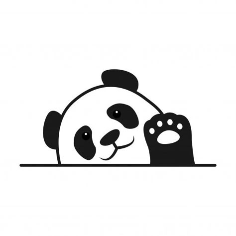 Baby panda waving paw cartoon Premium Ve... | Premium Vector #Freepik #vector #animal Cute Wall Drawings, Panda Doodle Art, Panda Face Drawing, Panda Doodle, Panda Drawings, Logo Panda, Panda Vector, Sticker Panda, Paw Cartoon