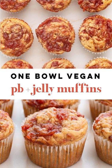 Vegan Peanut Butter Muffins, Recipe Using Jam, Peanut Butter And Jelly Muffins, Peanut Butter Jelly Recipes, Jam Muffins, Jelly Muffins, Honey Muffins, Pb And J, Butter Muffins