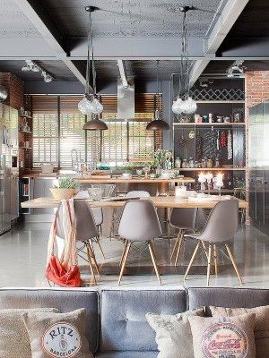 Modern Industrial Home-Egue y Seta-07-1 Kindesign Modern Industrial Loft, Modern Wooden House, Molded Chair, Outdoor Kitchen Appliances, Farmhouse Side Table, Kitchen And Dining Room, Loft Living, Industrial House, The Design Files