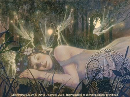 Midsummer Dream by David Delamare David Delamare, Midsummer Dream, Fairy Paintings, Midsummer Nights Dream, Fairy Dust, Summer Solstice, Fairy Art, Fairy Land, Enchanted Forest