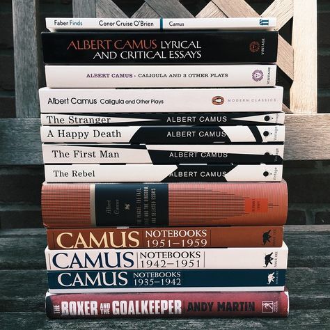 esarkaye: “ My Camus collection. ☺️ ” Albert Camus Books Aesthetic, The Stranger Albert Camus Art, Albert Camus Aesthetic, Camus Books, Albert Camus Books, The Stranger Albert Camus, Critical Essay, Unread Books, Recommended Books To Read