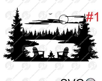 Cabin Tattoo, Camper Decorations, Camper Drawing, Cricut Camping, Antler Tattoos, Lake And Forest, Cricut Mugs, Stencils Printables Templates, Campfire Svg