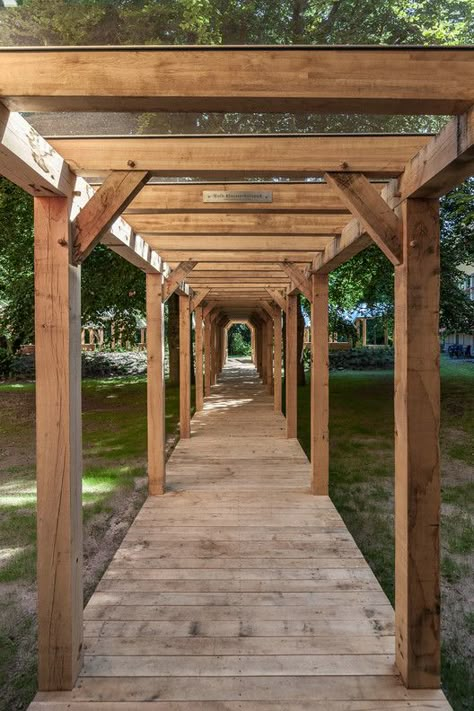 Wood Pathway, Walkway Design, Outdoor Walkway, Covered Walkway, Front Walkway, Backyard Greenhouse, Garden Arches, Diy Backyard Landscaping, Backyard Fences