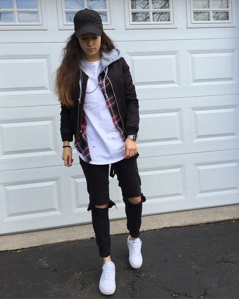 Bomber jackets are super popular for the gay community, just pair it with a plaid hoodie underneath, and your're ready to take on the gay clubs. Tomboy Chic Outfits, Cute Tomboy Outfits, Tomboy Outfit Ideas, Gay Outfits, Lesbian Outfits, Lesbian Fashion, Tomboy Chic, Tomboy Outfits, Tomboy Style Outfits